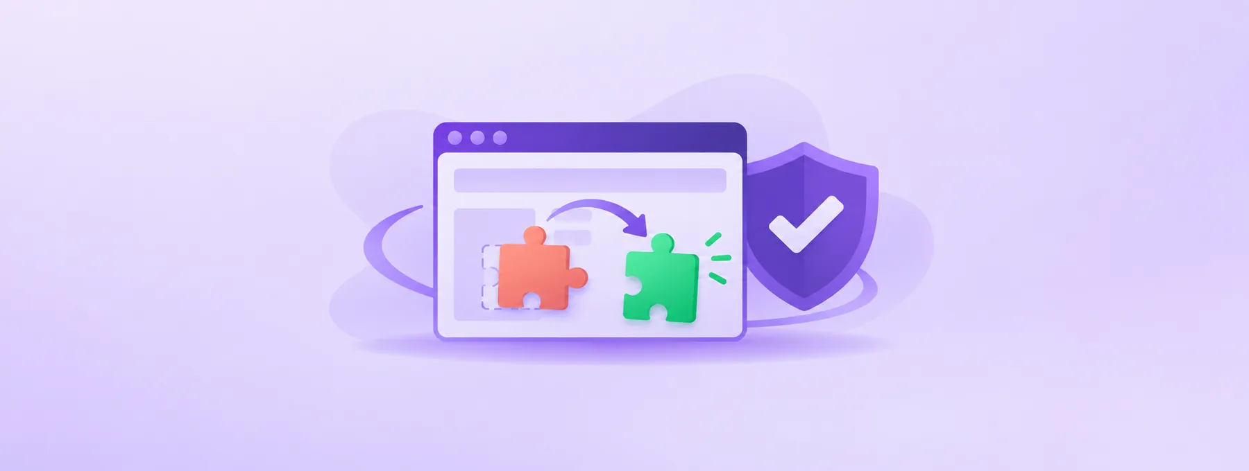 A website window protected by a shield while a coral block is replaced with a fresh green block.