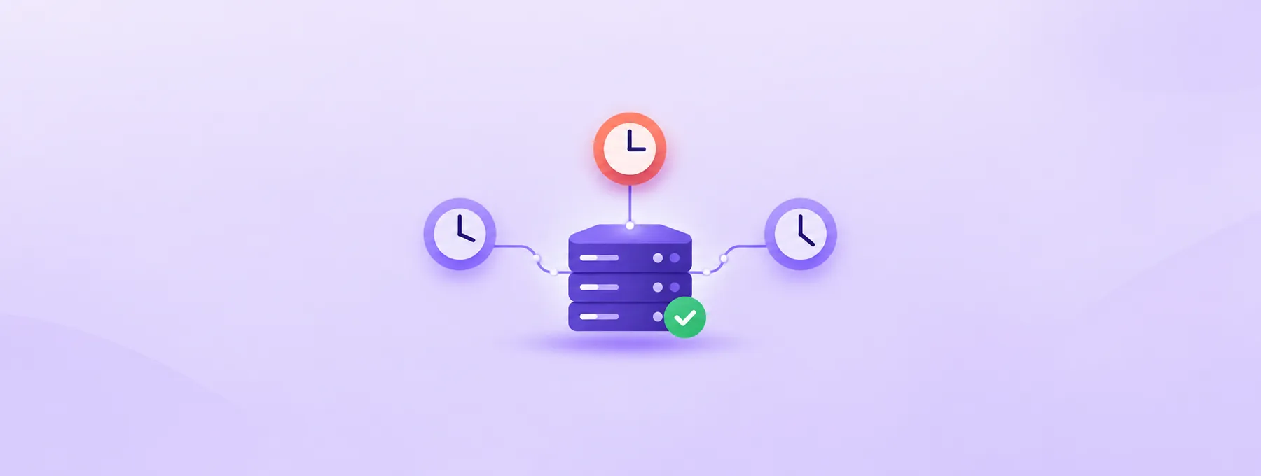 A central server connects to three resolver nodes with plain clock symbols, illustrating DNS update timing.