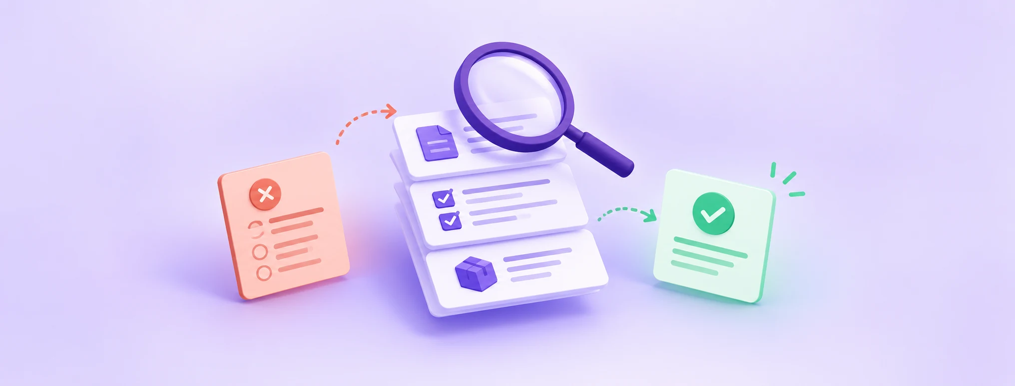 Illustration of reviewing guidance and checklists through a magnifying lens