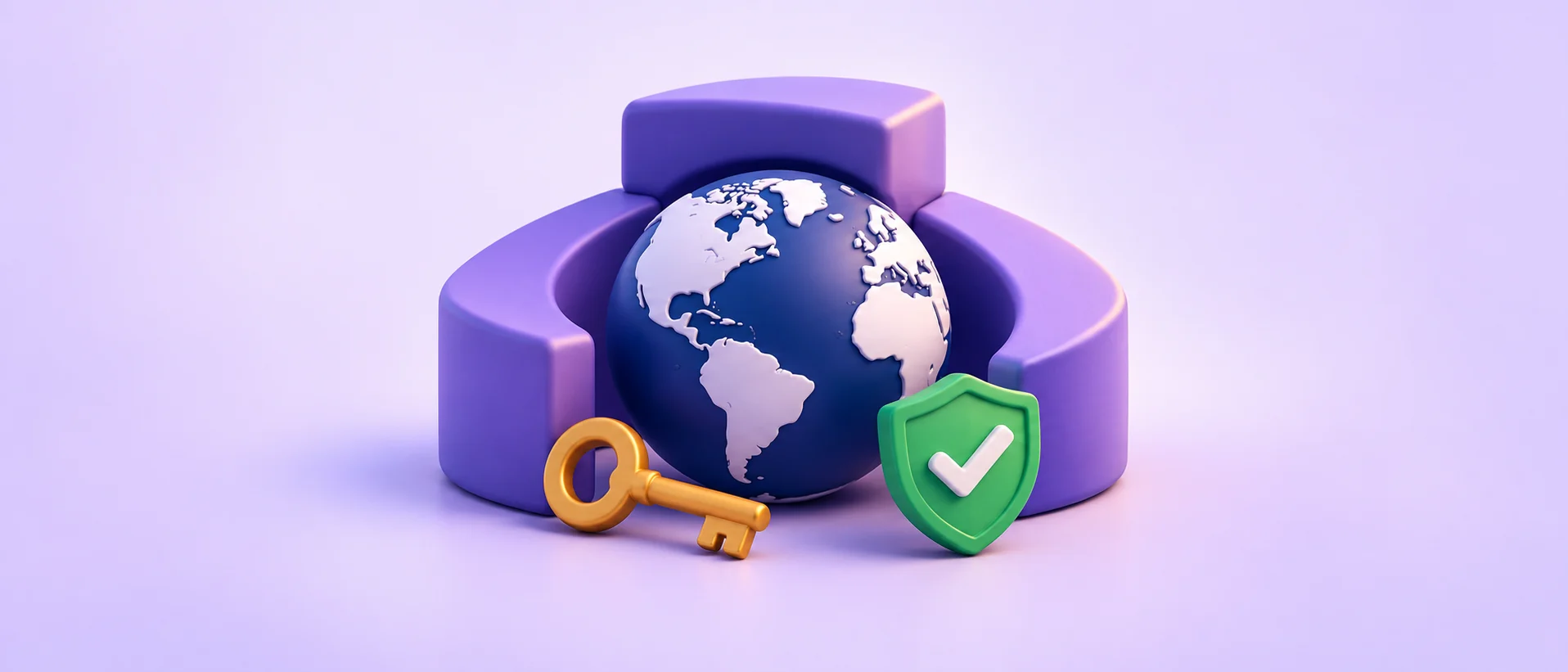 Protected globe with a key and verification seal illustrating signed DNS.
