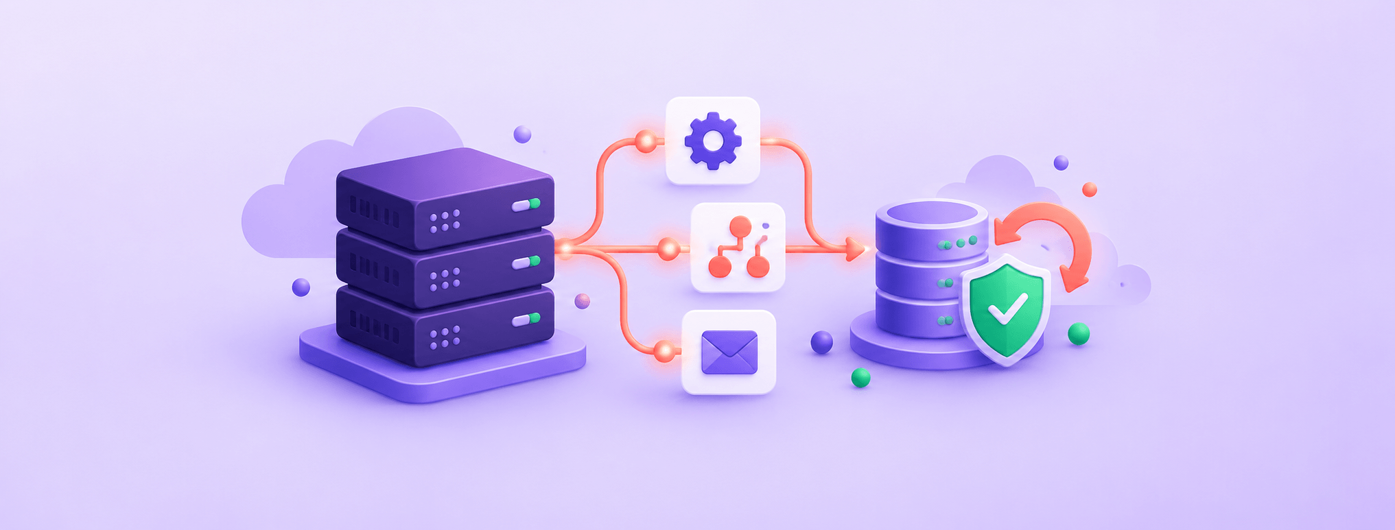 Workflow nodes connect to a server and database, illustrating a self-hosted n8n deployment.